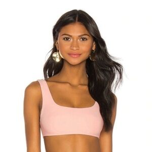 NEW Superdown Pink Bikini Top Revolve Alexa Blush Tank Swimsuit Unpadded Small